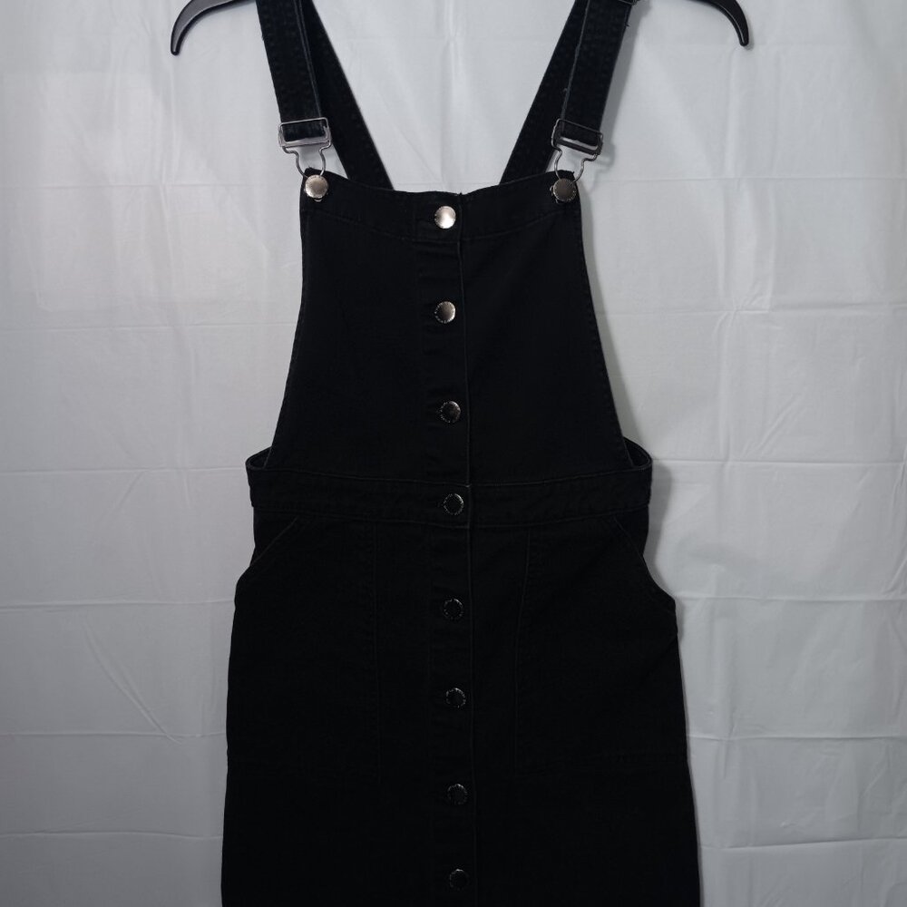 DIVIDED STRAPPY BUTTON DOWN BLACK DENIM DRESS - image 7